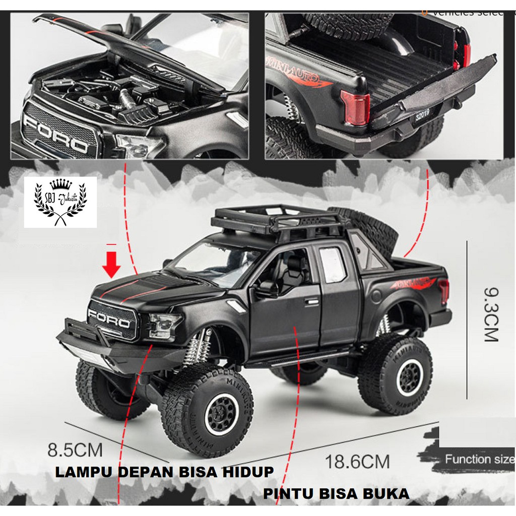 DIECAST MINIAUTO MOBIL FORD RAPTOR 150 TOP MODEL METAL COLLECTION 1:32 ORIGINAL