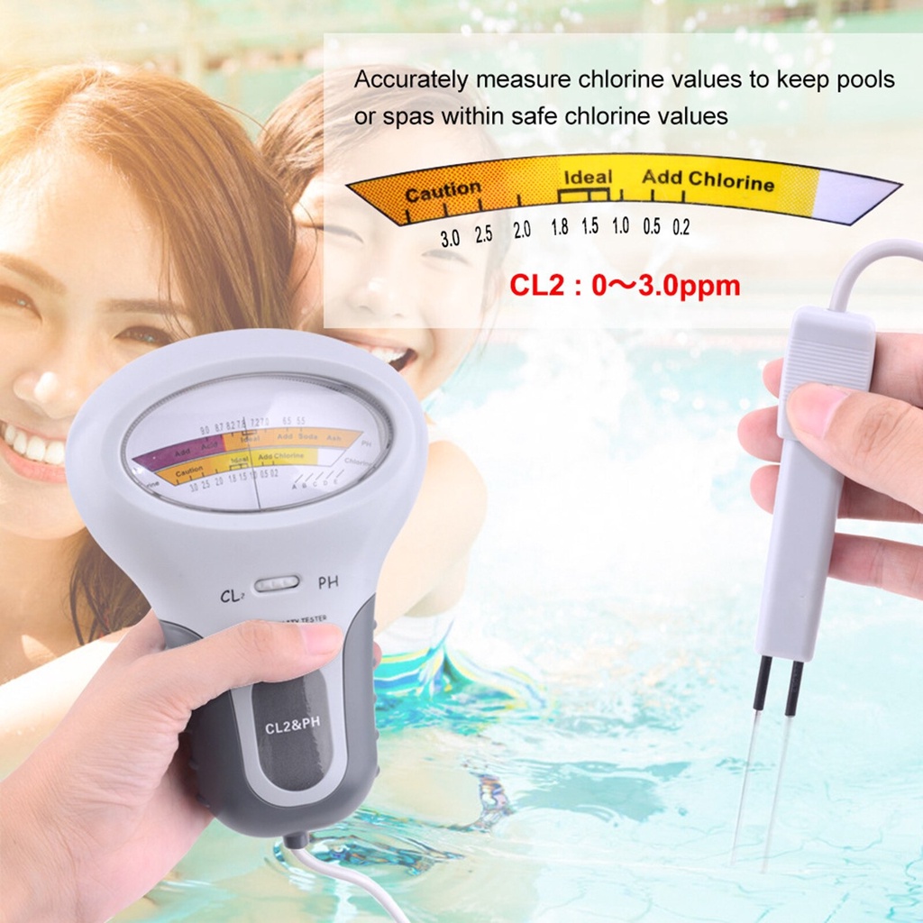 PH Chlorine Tester Kaporit CL2 Klorin Meter Air Kolam Renang Aquarium