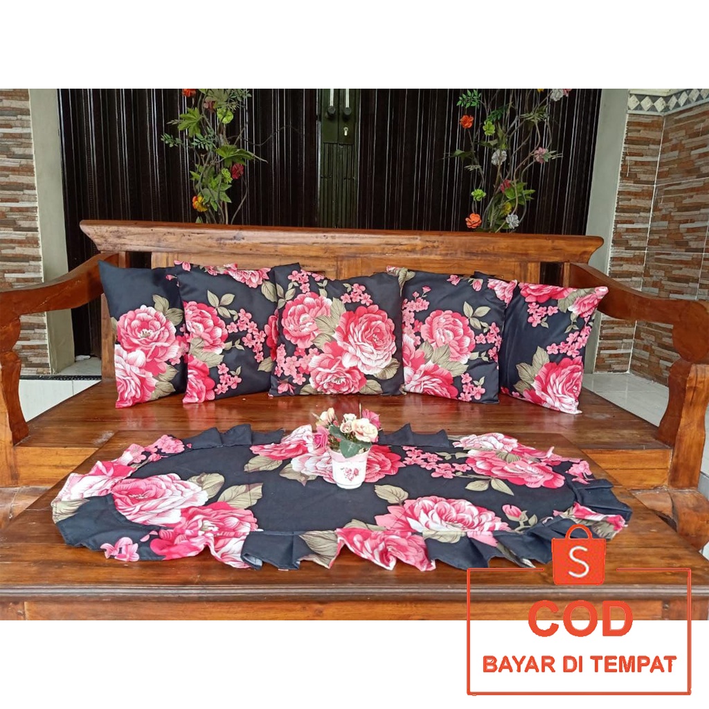 ✅COD Sarung Bantal Kursi Sofa Bed 40x40 5 Pcs + Taplak Meja Tamu Minimalis Set Perlengkapan Dekorasi Home Decor Dekor Sofabed Ruangan Rumah