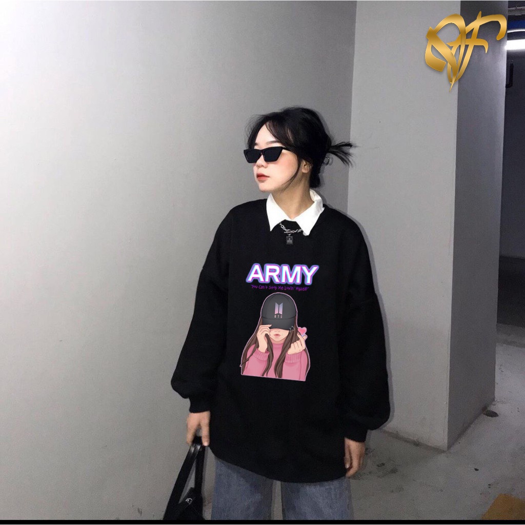 Sweater BTS Army Aesthetic Korean Style | Sweter BT21 BTS Pria &amp; Wanita | Dhea Fashion