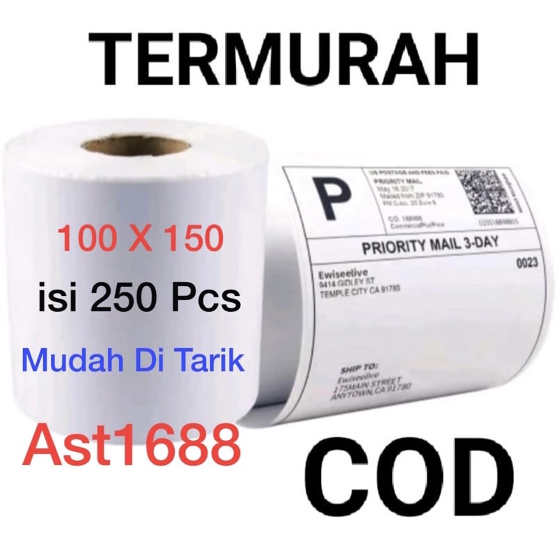 

Kertas Thermal isi 250pcs Label Print Rol Continuous Paper Packing Printer online Warna Putih