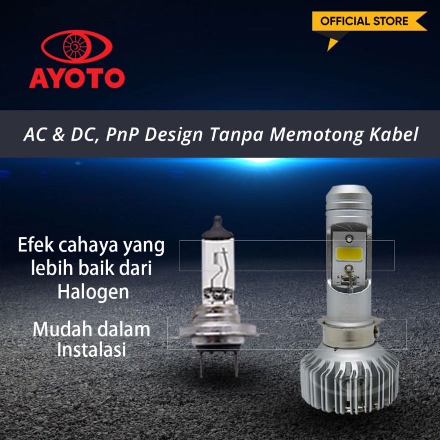 Lampu Motor LED AYOTO M1A Original H6 T19 HI LOW AC DC