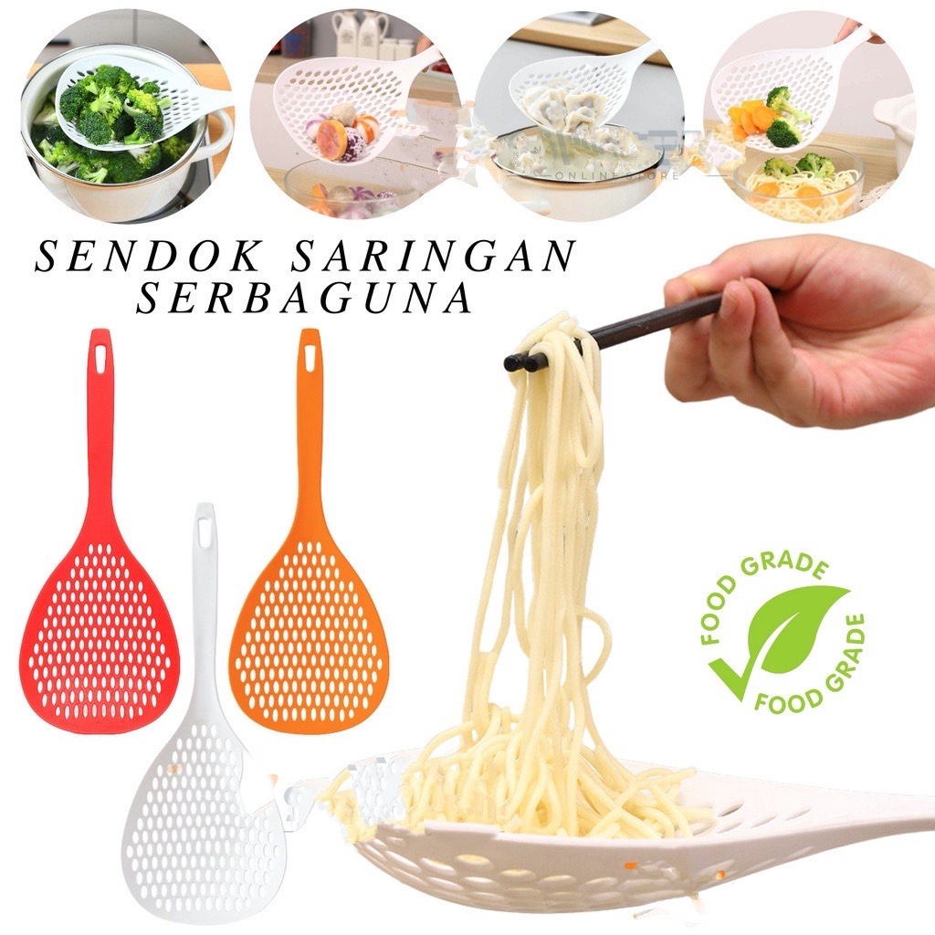 ELDE 1 - Sendok Saringan Mie Kuah Centong Plastik Jumbo Tirisan Serbaguna Bahan tebal kuat dan tahan lama