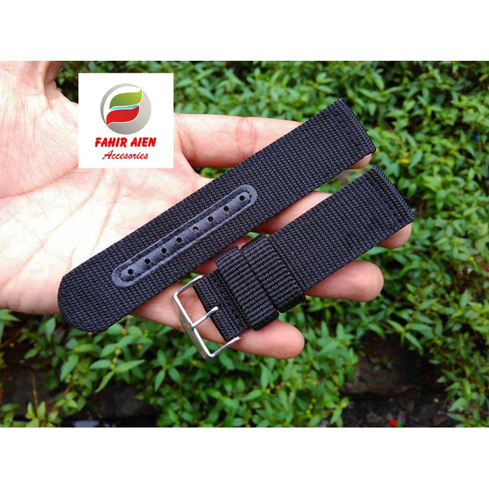 TALI JAM TANGAN KANVAS HITAM 20MM 22MM DAN 24MM KANVAS STRAP