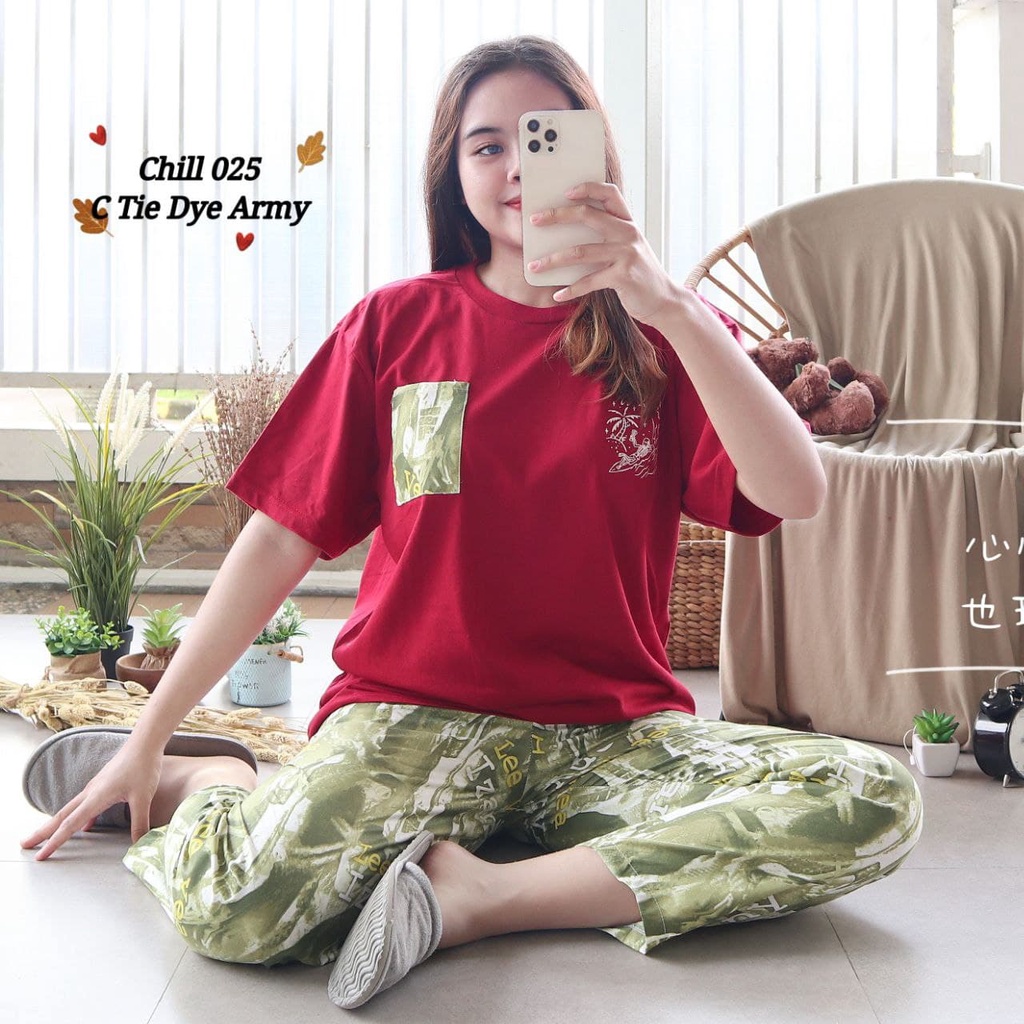 IZANY Piyama Dewasa Size S/ CP Atasan kaos Tebal-CHILL 025 TIEDYE ARM
