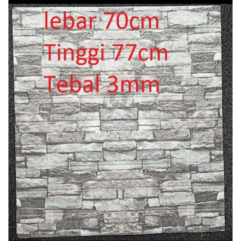 wallpaper foam premium 3D permukaan timbul motif batu alam abu