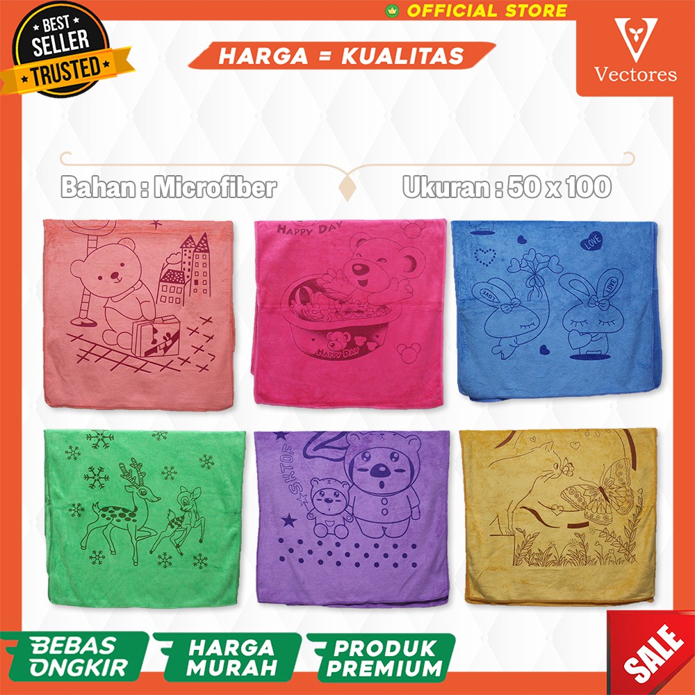 Handuk Bayi Anak Microfiber Halus Lucu Motif Terbaru Warna