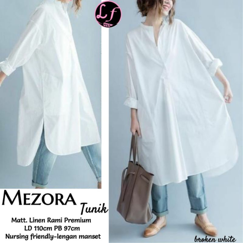 mezona | tunik putih | atasan putih | korean top white | atasan putih korea