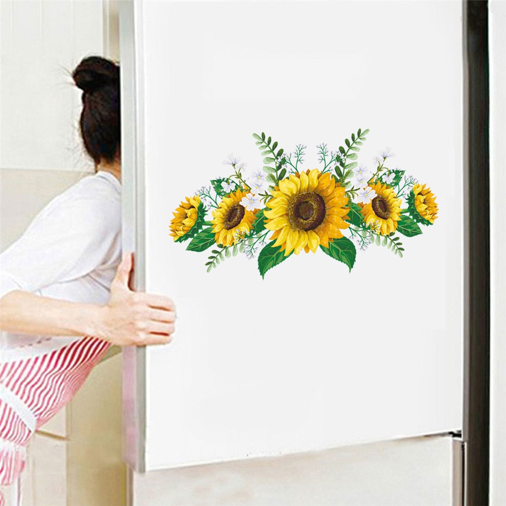 1pc Stiker Dinding Decal Desain Sunflower Model Anti-Air, Dapat Dicopot, Untuk Dekorasi