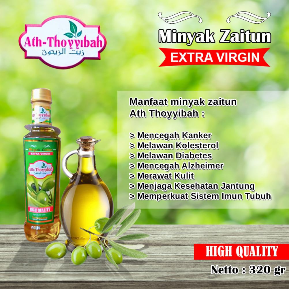 Minyak Zaitun Ath Thoyyibah Extra Virgin 320ml Kemasan Botol Plastik (Original)