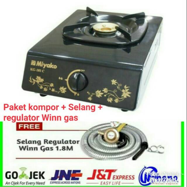 Paket Miyako KG101C – Kompor Gas 1 Tungku
 + Selang + regulator