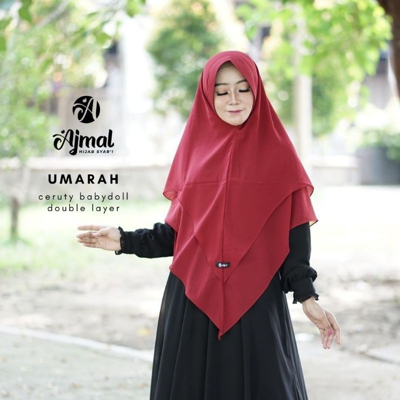 Umarah Bergo Jilbab Khimar 2 Layer Ceruty Diamond Pet Antem Jumbo Syari