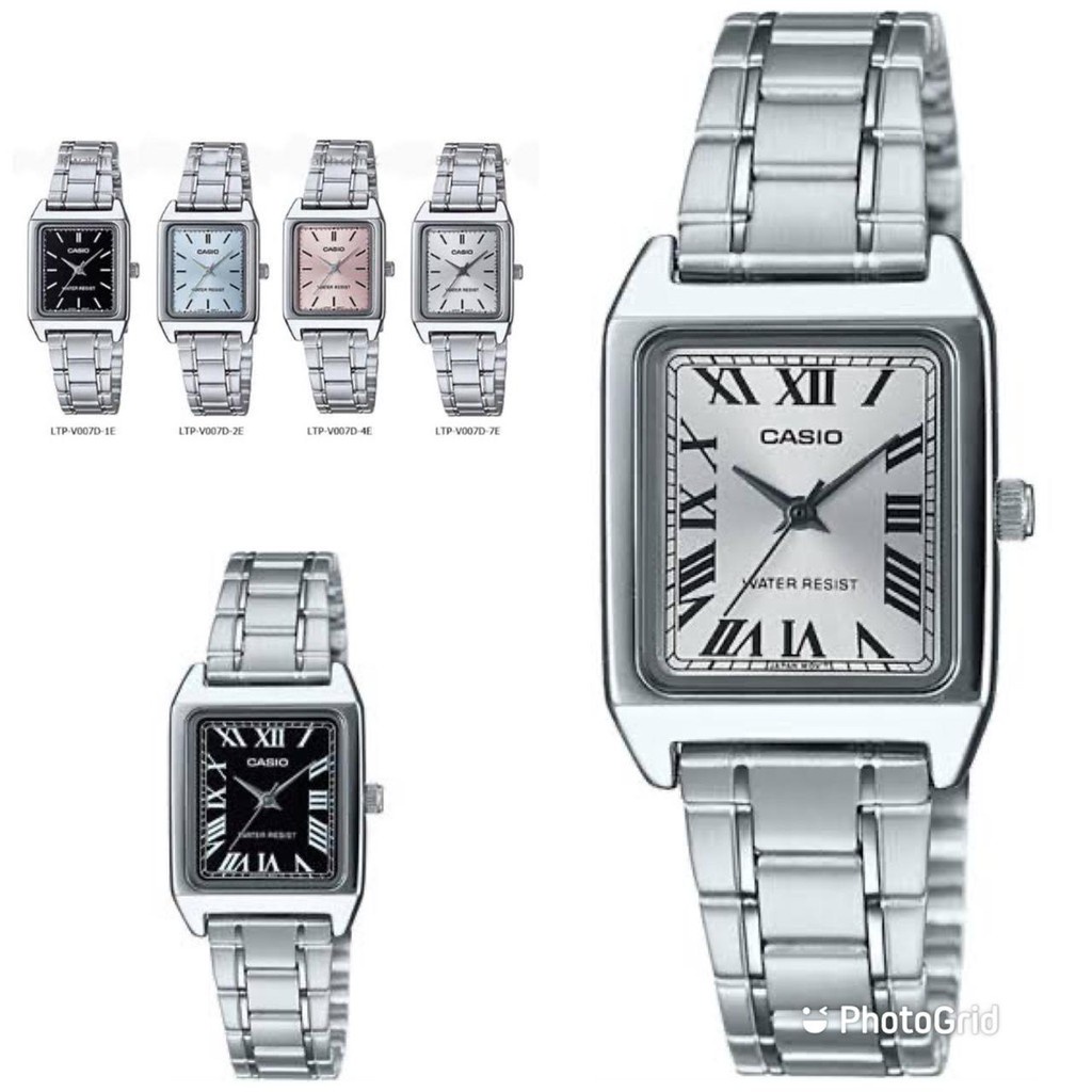 Jam Tangan Wanita terbaru Stainless Steel Strap CASI0 Silver V007,  FREE BOX DAN BATRAI, COD