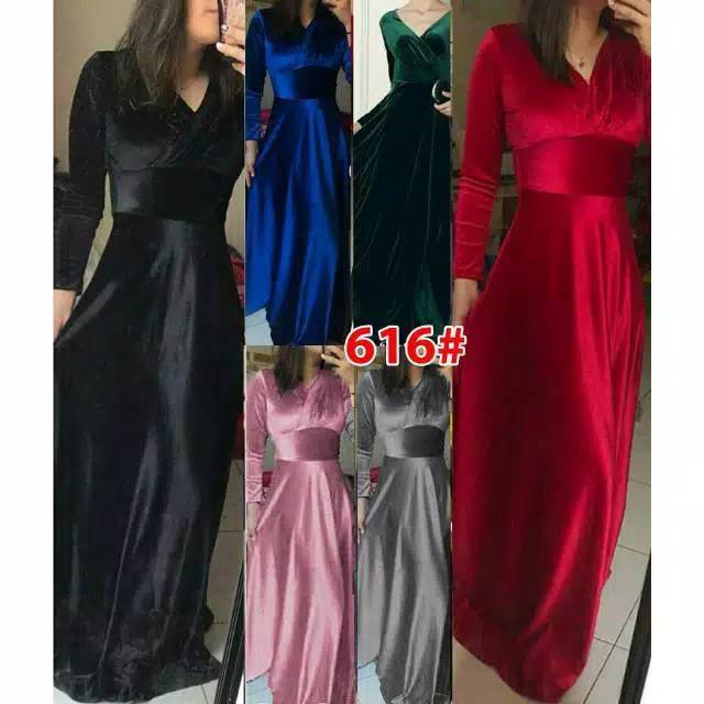 CUCI GUDANG 616 dress  gamis bludru dress