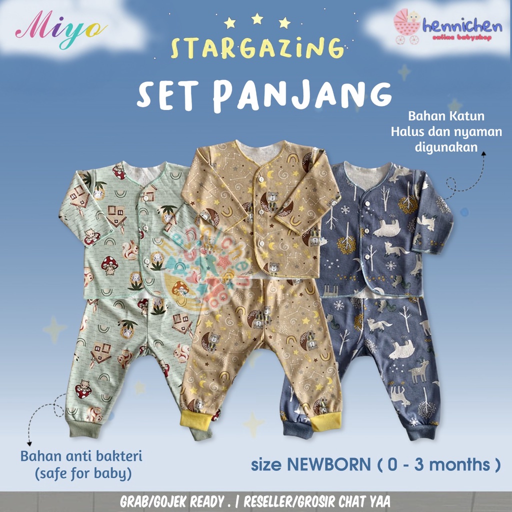 SETELAN PANJANG MIYO NEW BORN PRINT GEORGE MONKEY / SQUIRREL ( 0-3 M ) / 3-6 M SNI