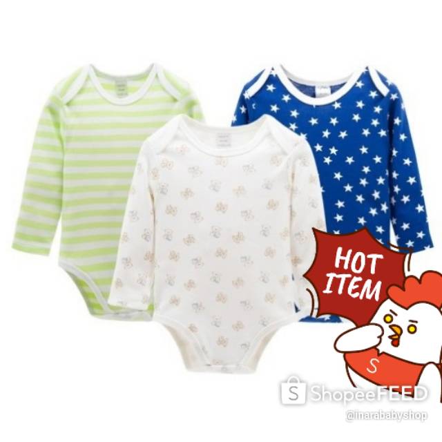 ( KAVKAS IMPORT ) BAJU JUMPER BAYI MOTIF BIRU STAR + HIJAU GARIS + PUTIH BEAR SIZE S