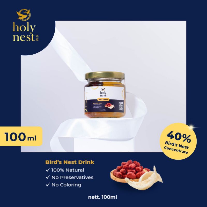 

Minuman Sarang Burung Walet Holynest / Bird's Nest Drink Red Dates Kandungan 40% 100ml