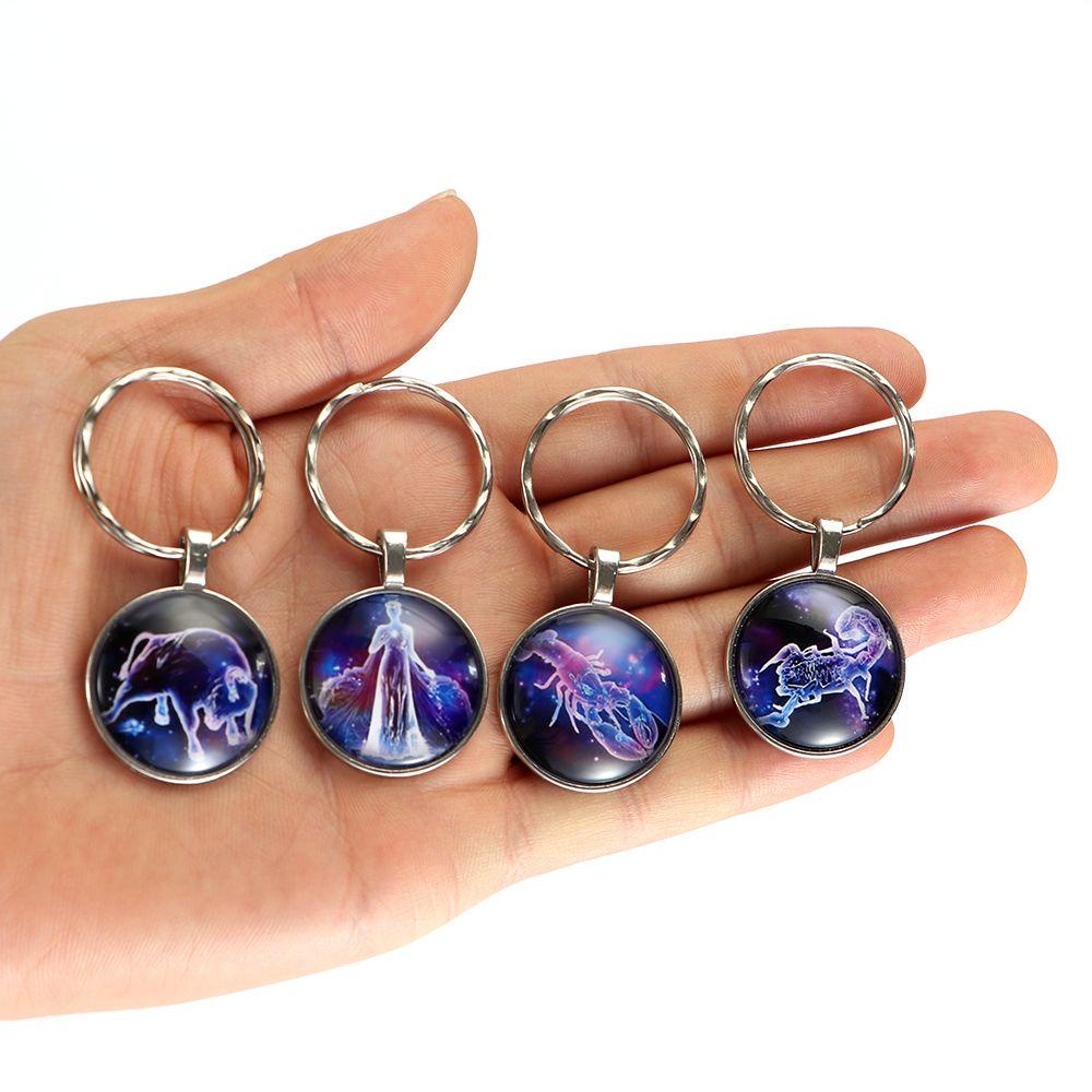 Suyo Constellation Keychain Fashion Celestial Keyring Hadiah Ulang Tahun Terbaik Leo Libra Scorpio Sagitarius