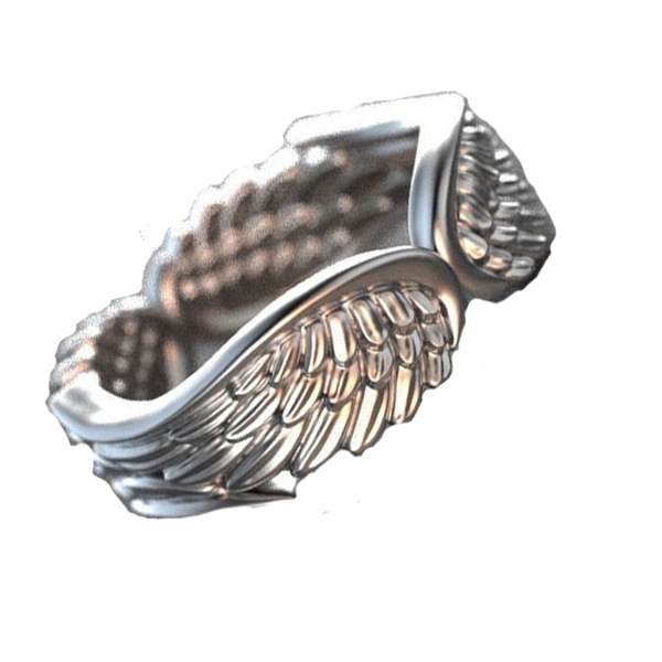 Hot sale vintage angel wing ladies ring double wings feather fashion ring