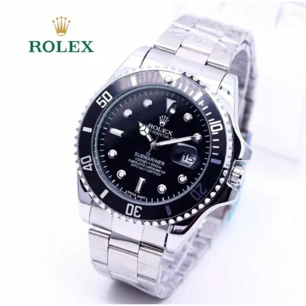 PA JAM TANGAN PRIA ROLEX SUBMARINER DATE SPORT TANGGAL  IMPOR  MURAH STAINLESS STEEL RX015