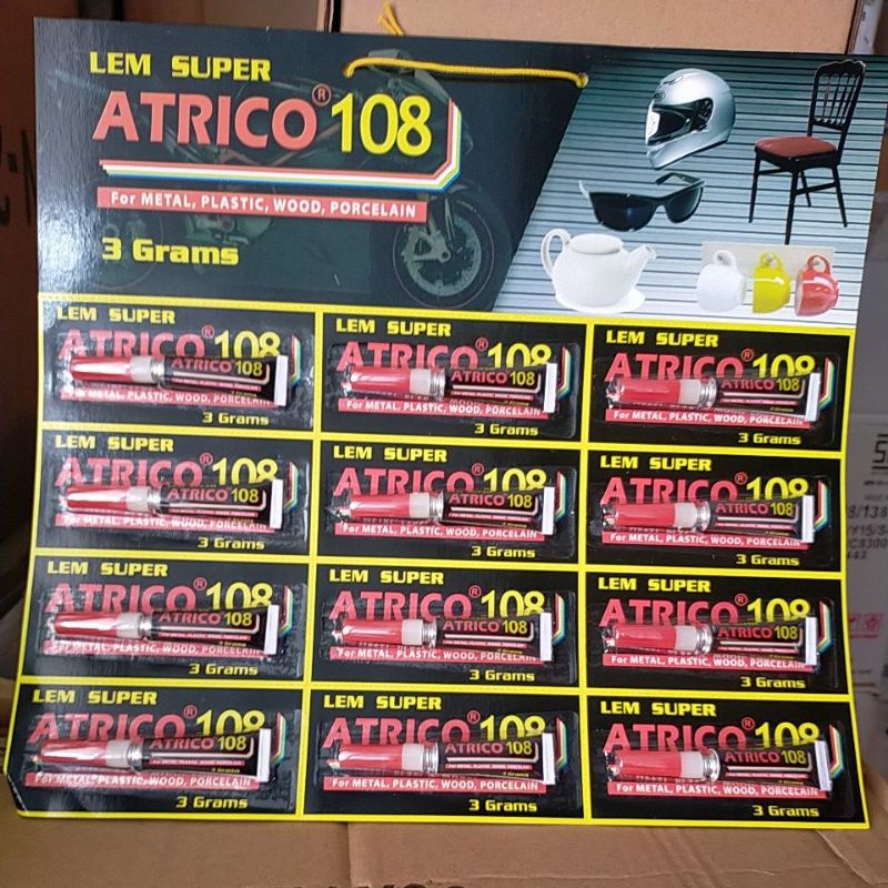 Lem Super Glue Atrico/Lem Power Glue Atrico isi 3 gram