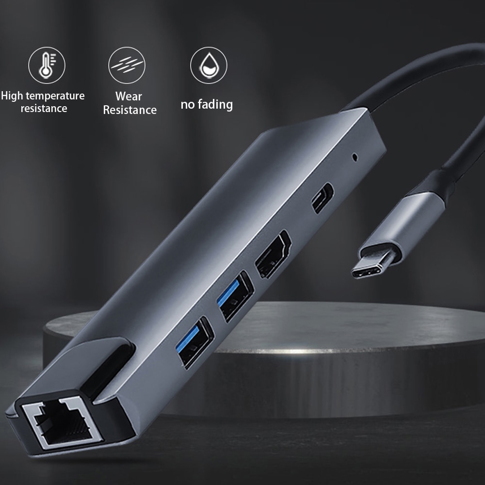 Type-c hub USB-C to HDMI USB3.0 LAN Ethernet Docking Station USB C HUB Adapter PD Fast Charging