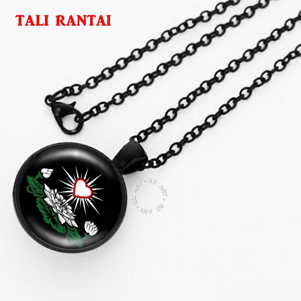 BLACK EDITION - KALUNG LIONTIN PSHT VERSI FULL HITAM LOGO SILAT SH TERATE SETIA HATI KULIT / RANTAI