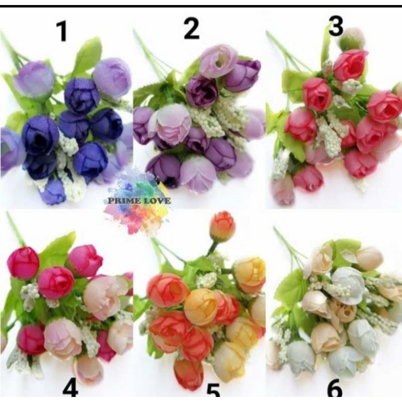 Bunga Tulip Kuncup Mini Bunga Artificial Bunga Plastik Buket Bunga Warna Peach Putih