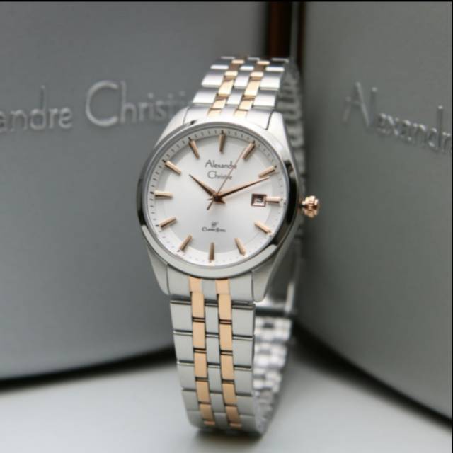 ALEXANDRE CHRISTIE AC8635 SILVER COMBI ROSEGOLD WANITA.ORIGINAL GARANSI RESMI 1 TAHUN