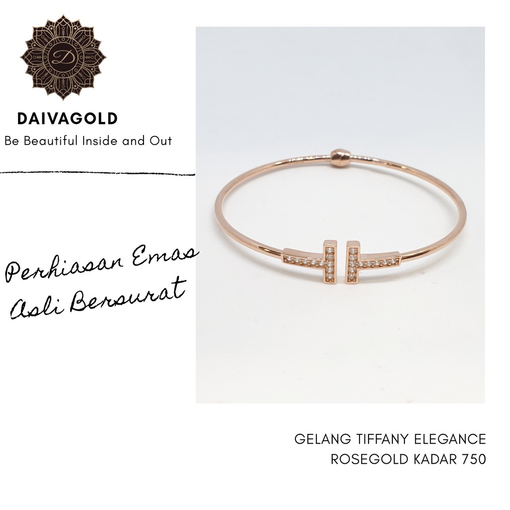Gelang Emas Asli Tiffany Elegance Rosegold Kadar 750