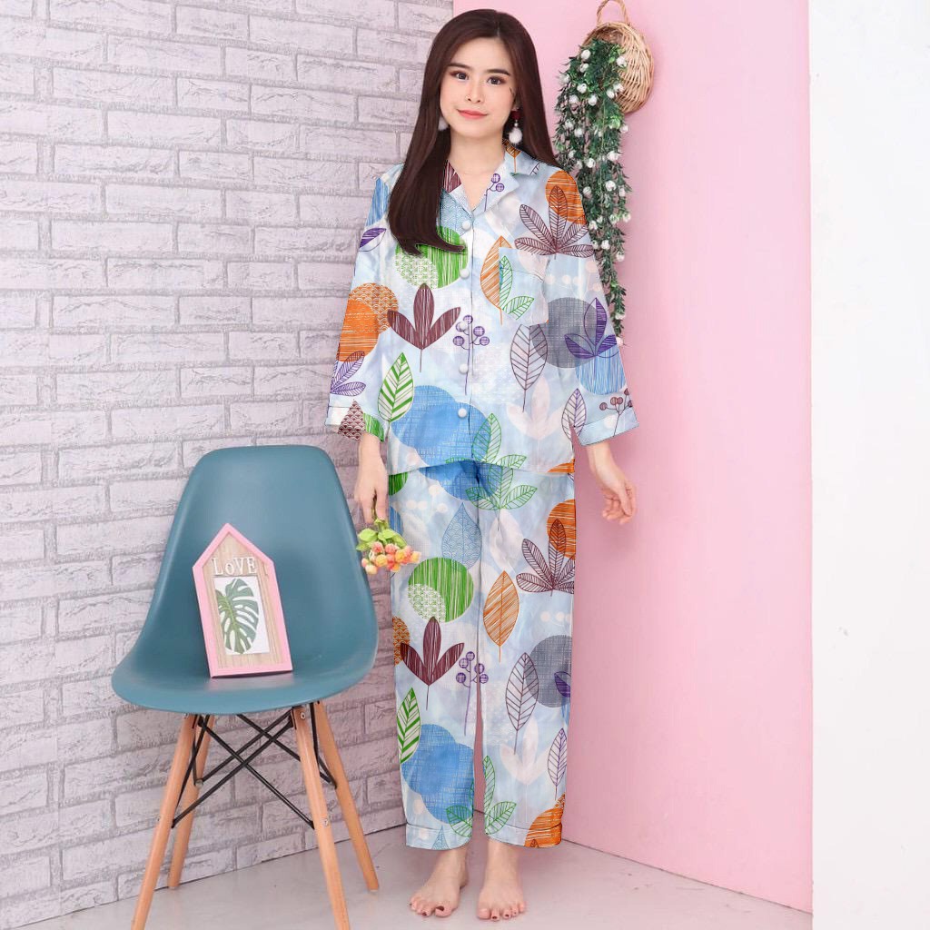 setelan wanita lengan panjang/baju setelan kekinian/baju tidur terbaru