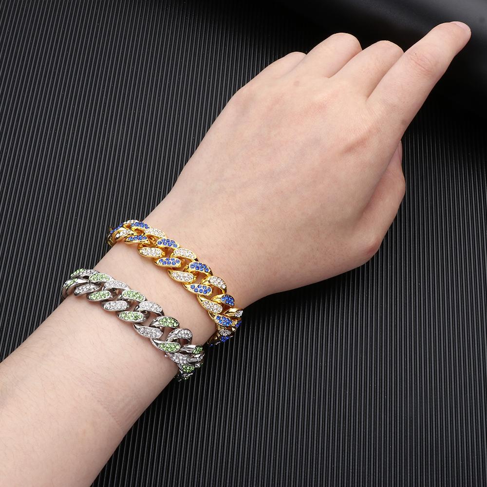 R-flower Bracelet Lebar 12mm Mewah Shiny Fashion Bracelet Hip Hop