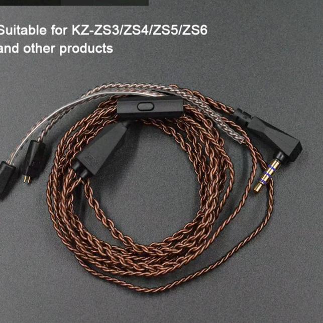 ✲ KZ High Purity Oxygen Free Copper Upgrade Cable kabel with Mic 0.75mm - type a ☎