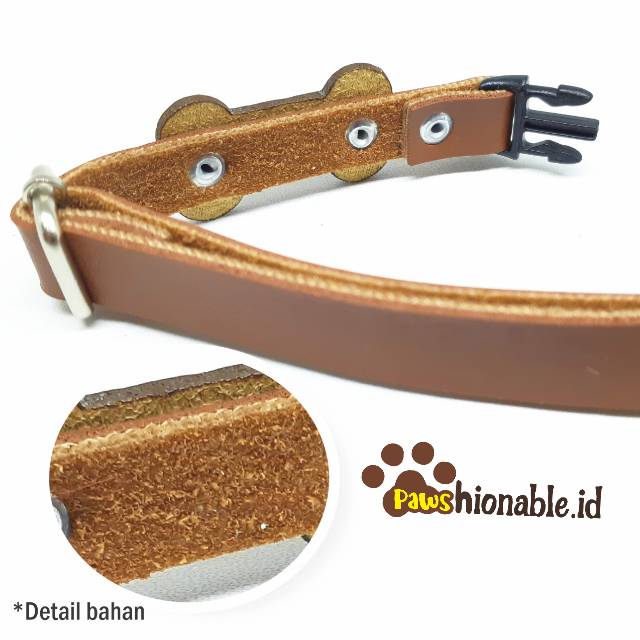 K19 - Kalung Custom Nama Kucing Anjing Aksessoris Hewan PU Leather/Kulit Sintetis