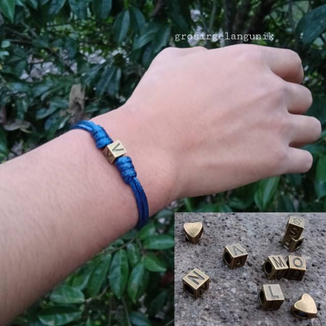 Gelang Single Waterproof Cube Initial Custom INISIAL NAMA HANDMADE [Kode Model : G146]