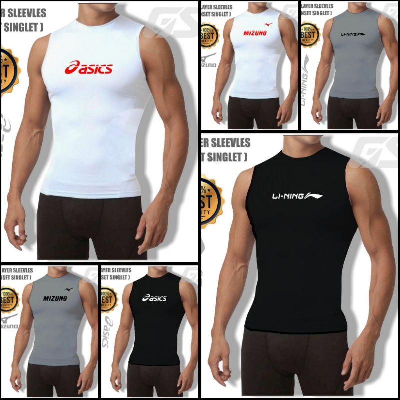 Kaos Singlet Baju Voli Badminton tanpa lengan kensi atasan olahraga pria