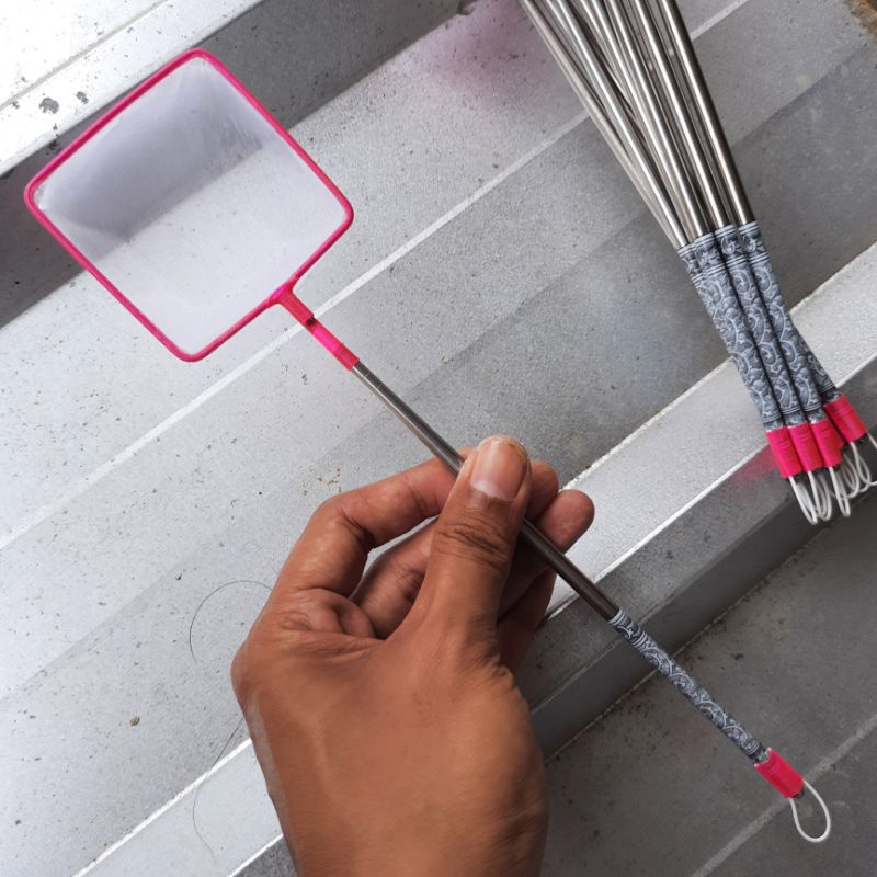 seser/serok ikan hias kecil kotak 7cm gagang stainless