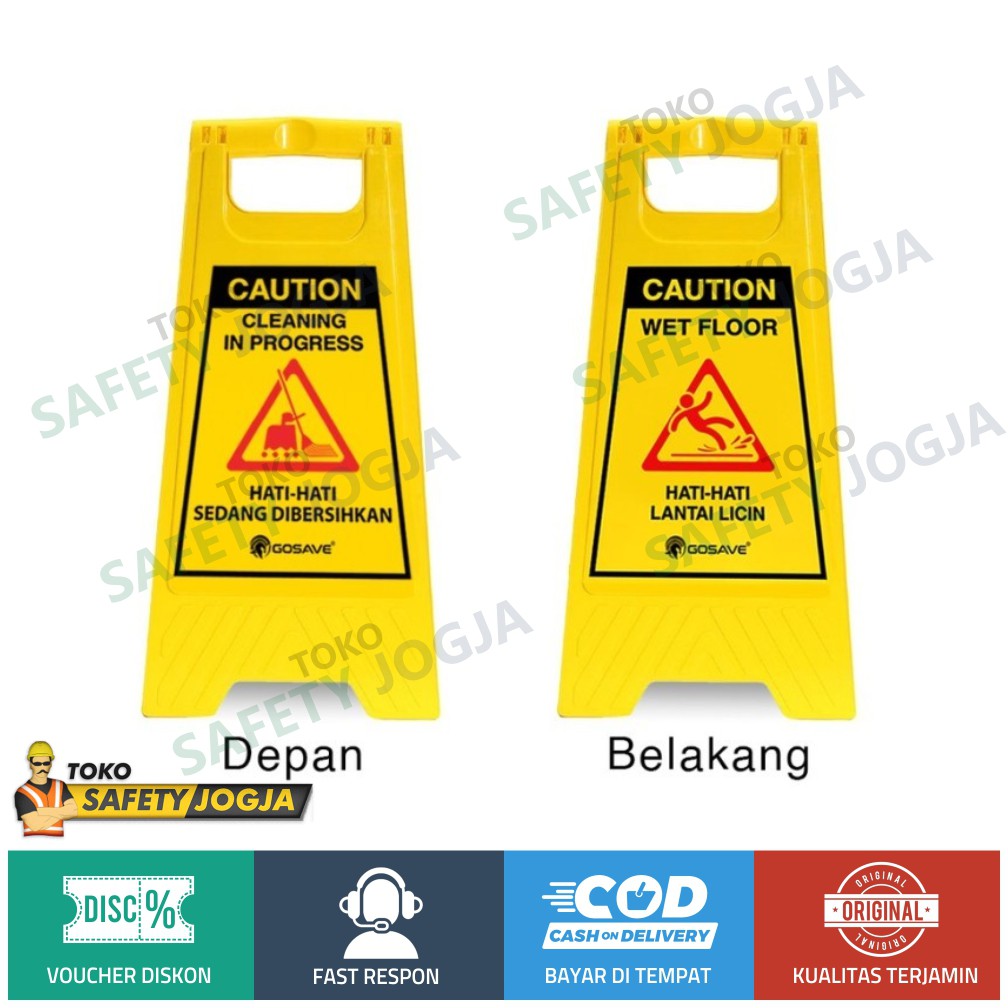 PAPAN PERINGATAN AWAS LANTAI BASAH LICIN CAUTION WET FLOOR GOSAVE