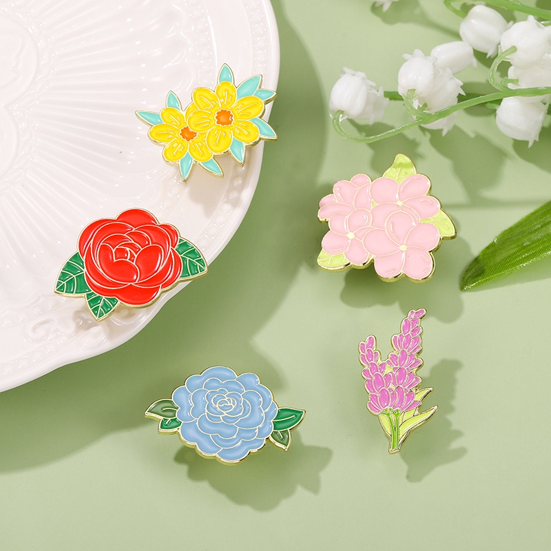 Bros Pin Enamel Bentuk Bunga Hydrangea Peach Blossom Untuk Hadiah