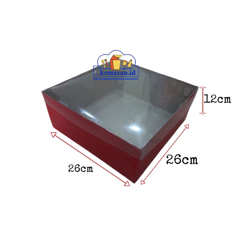 

BOX MERAH POLOS TUTUP FULL MIKA 26X26X12 1 BIJI-TK