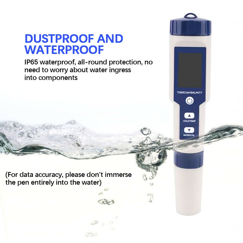 5 In 1 Tds / Ec / Ph / Salinity / Temperatur Meter Digital Untuk Mengukur Kualitas Air