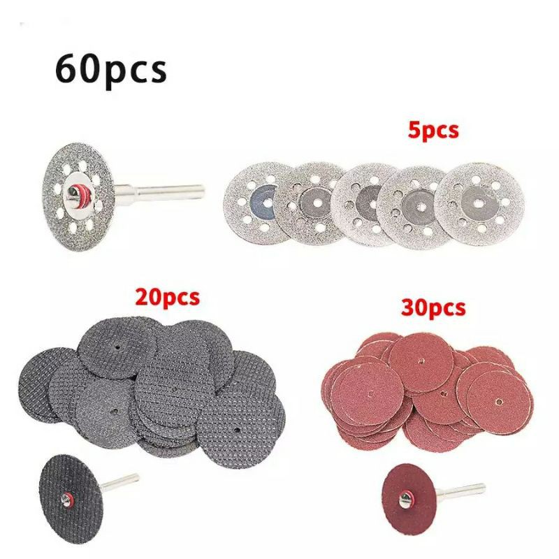 ISI 60pcs Mata Potong Plat Besi Baja Ringan Galvalum Diamond Cutting Disc Bor Mini grinder