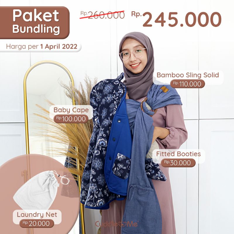 RPA Paket Hemat Paket Bundling Gendongan Ring Sling bamboo + Set Babycape Booties Cuddle Me Bonus laundry net