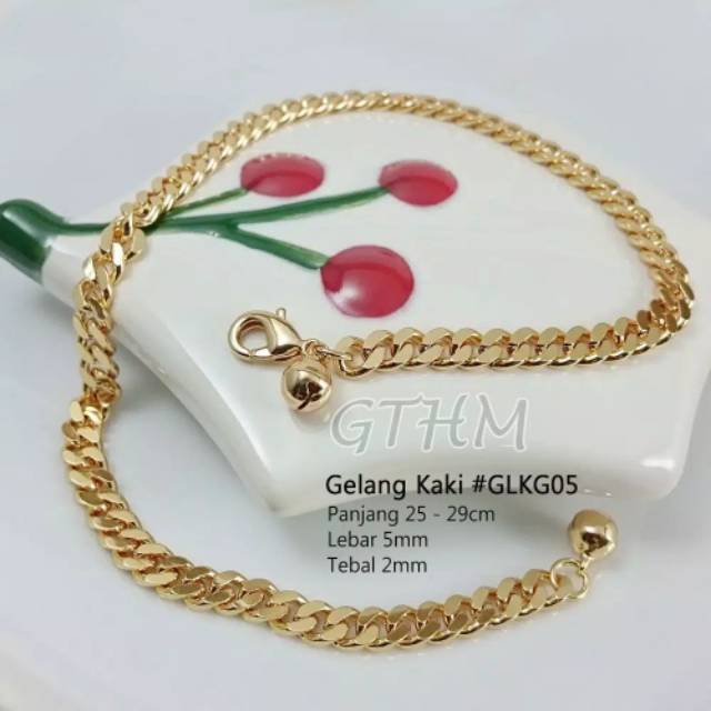 Gelang kaki dewasa lapis emas 24k