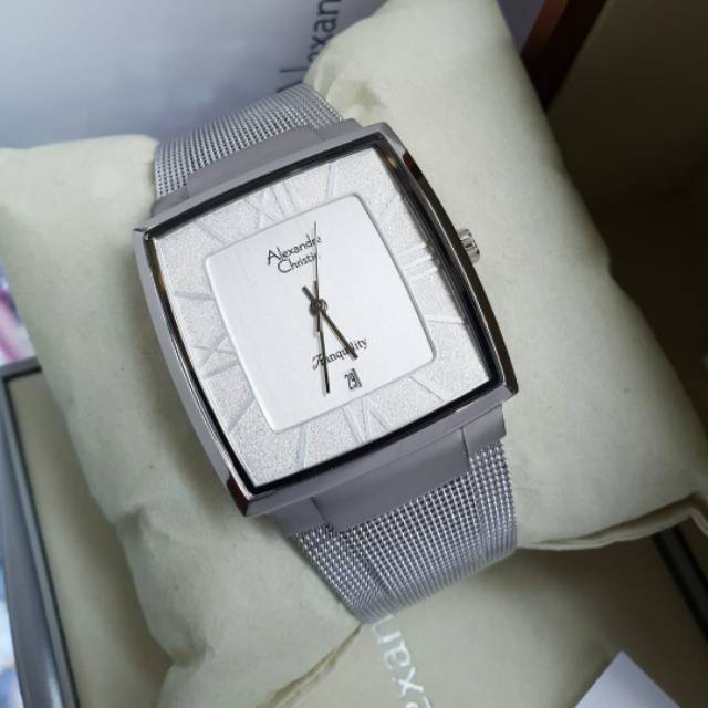 Alexandre christie ac8329 rantai pasir silver jamtangan pria