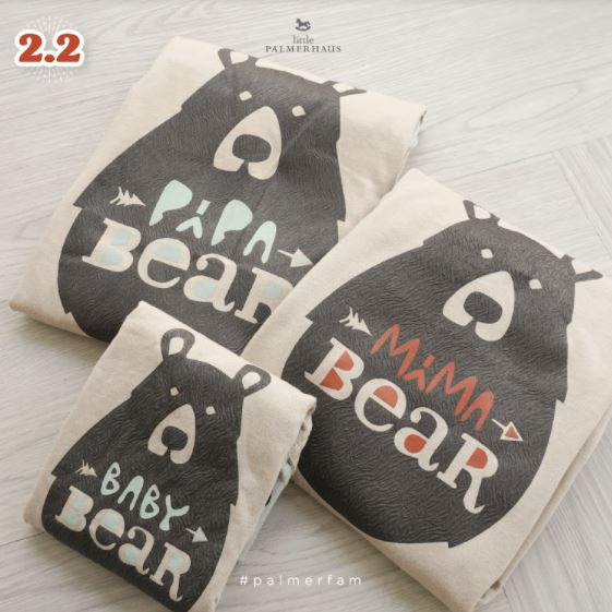 Little Palmerhaus - BEAR Raglan BODYSUIT Family Series (Jumper Bayi) 0-12 Bulan