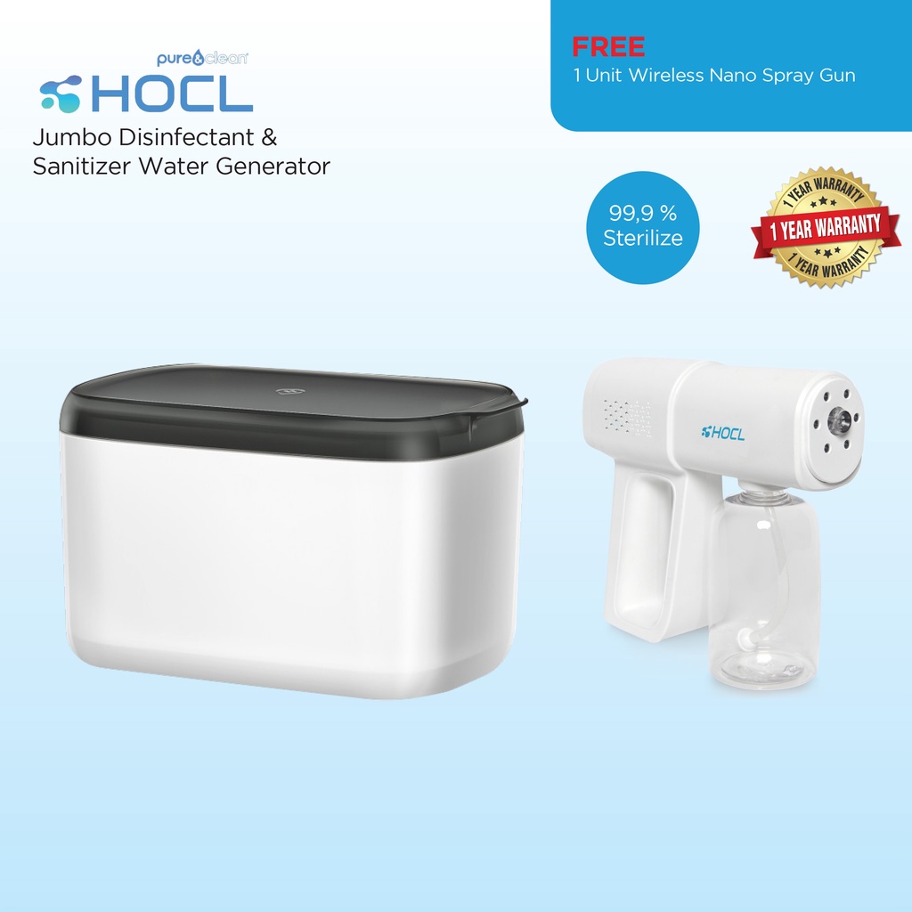 Disinfectant Sanitizer Water Generator/Maker Free Wireless Nano Spray Gun - Pure & Clean HOCL JUMBO