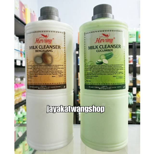 HEVINY Milk Cleanser | Susu Pembersih Botol 1 L | 1000 ML Cucumber &amp; Bengkoang
