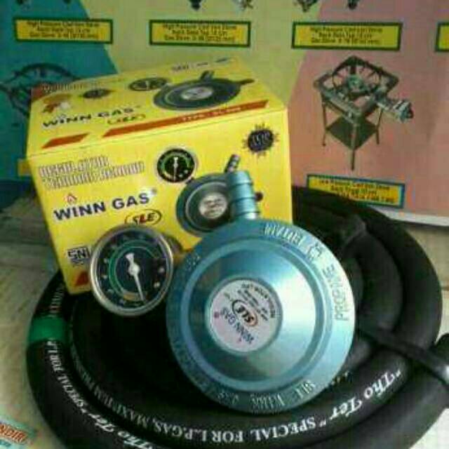 Regulator matic SLE GAS 888 untuk lpg pertamina &selang 3 lapis ISO 9001:2008