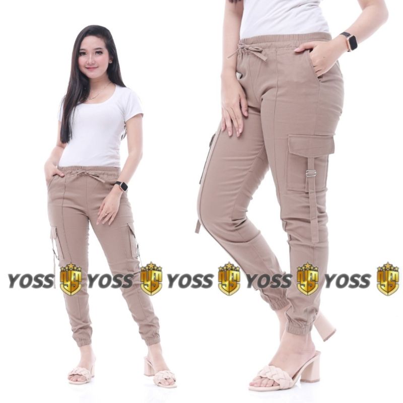 Jogger cargo wanita celana wanita joggerpant pinggang kolor melar